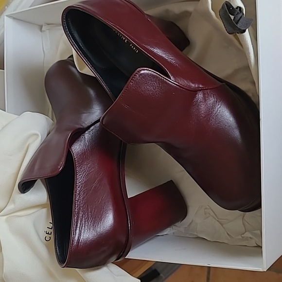 Celine Shoes - Burgundy Celine heeled loafers